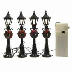 Personnage Et Accessoire Pour Village|KAEMINGK Lot de 4 lampadaires illuminés (H12 cm) pour aménager un village