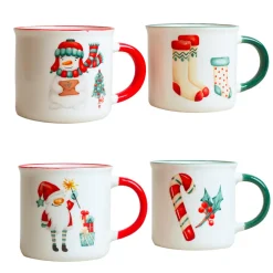 Vaisselle De Noël|KOOPMAN Lot de 4 Mugs de Noël Noël douceur Multicolore