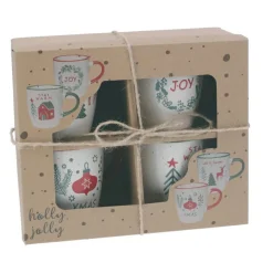 Vaisselle De Noël|KOOPMAN Lot de 4 Mugs de Noël Noël gourmand Multicolore