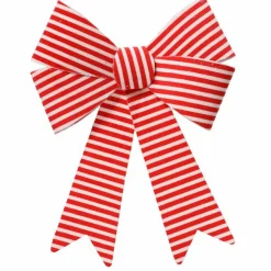 Décoration De Sapin|KAEMINGK Lot de 5 noeuds (H11 cm) Rayures Rouge