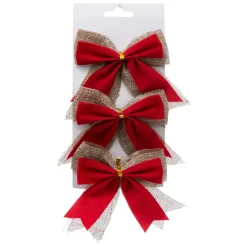 Décoration De Sapin|Feeric Lights & Christmas Lot de 3 nœuds (H12 cm) Jute Rouge