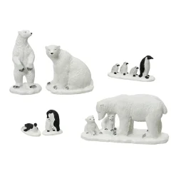 Personnage Et Accessoire Pour Village|KAEMINGK Lot de 3 ours polaires et 3 pingouins pour village de Noël