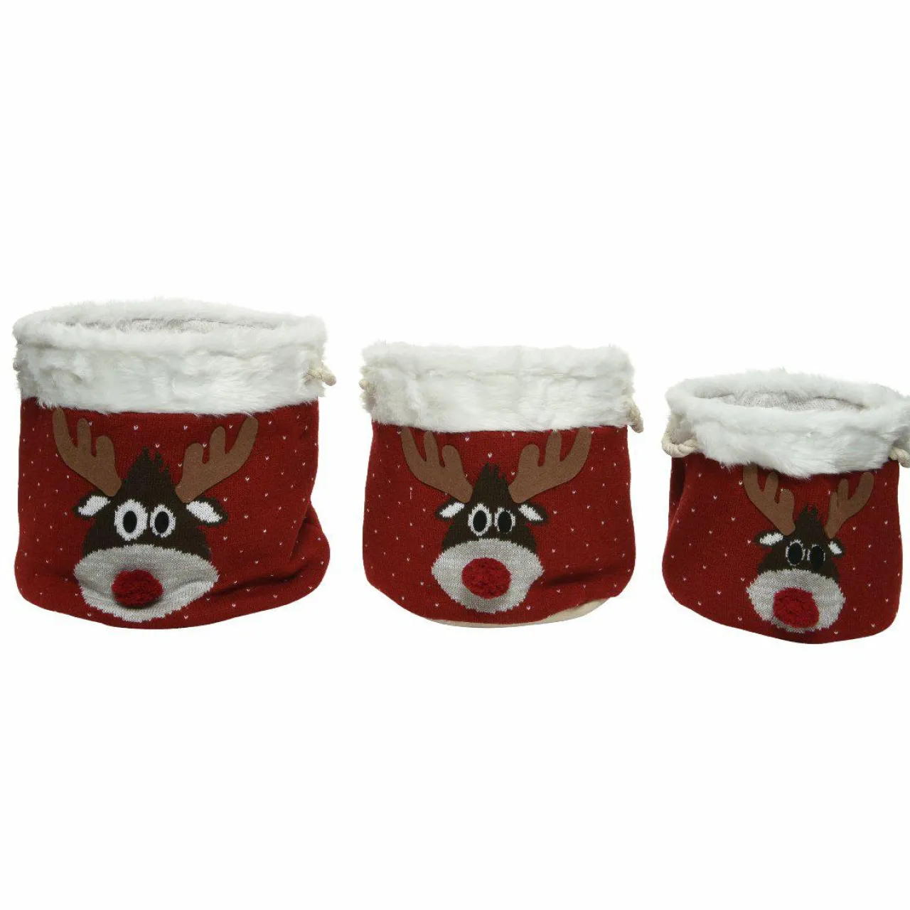 Déco Et Objet De Noël|KAEMINGK Lot de 3 paniers de rangement (H35 cm) Têtes de Renne Rouge