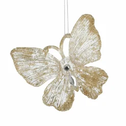 Décoration De Sapin|KOOPMAN Lot de 2 papillons (H10,5 cm) Souy pailletés Or