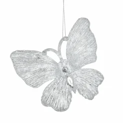 Décoration De Sapin|KOOPMAN Lot de 2 papillons (H10,5 cm) Souy pailletés Argent