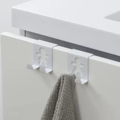 Rangement Salle De Bain|TENDANCE Lot de 2 patères à suspendre métal (H4,8 cm) Bonhommes Blanc
