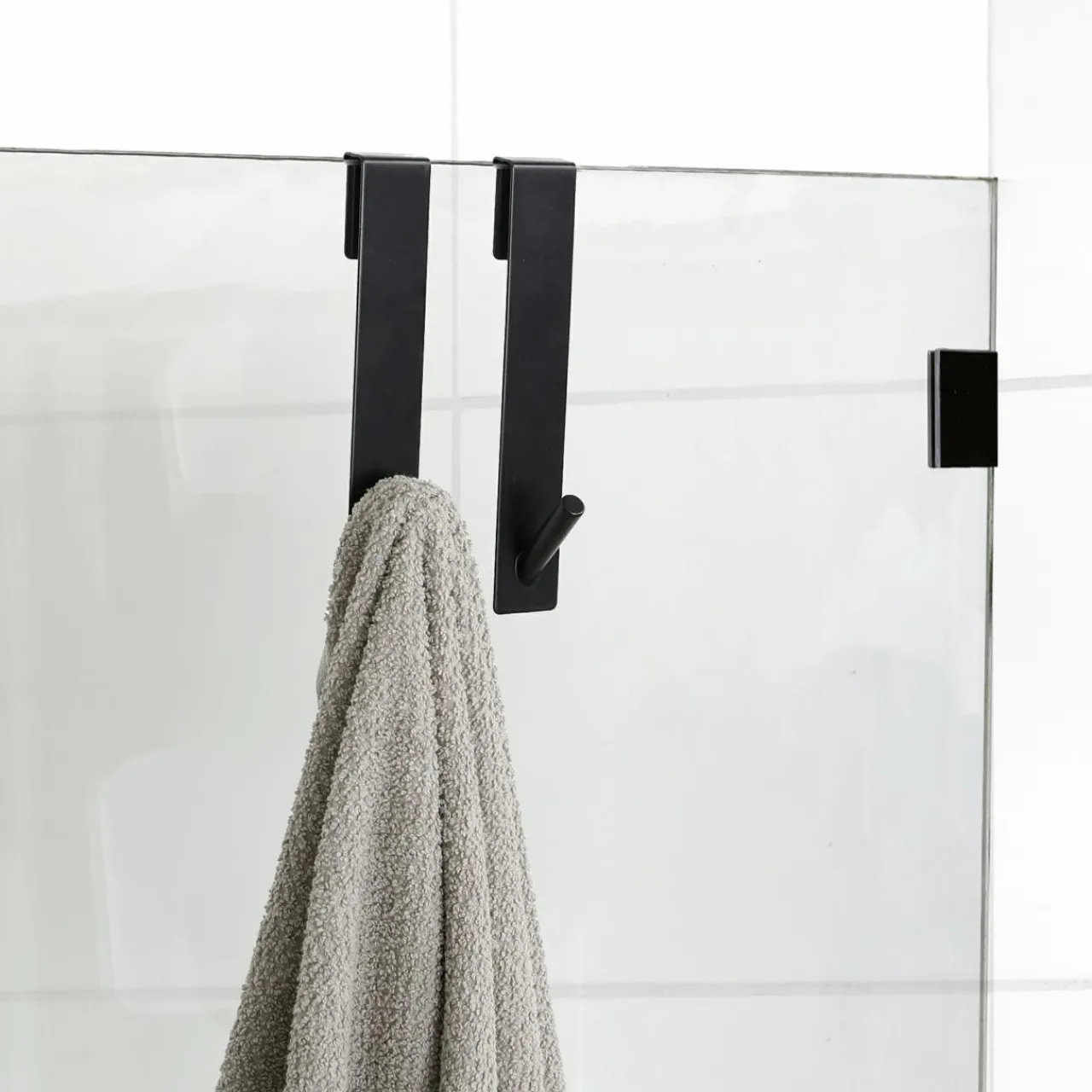 Rangement Salle De Bain|TENDANCE Lot de 2 patères à suspendre spécial paroi de douche (H18 cm) Noir