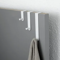 Rangement Salle De Bain|TENDANCE Lot de 3 patères de porte acier inoxydable (H7-13-19 cm) Blanc
