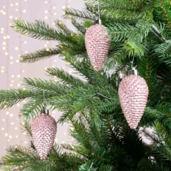 Décoration De Sapin|KAEMINGK Lot de 6 pommes de pin à suspendre (H8 cm) Alpine Rose poudré