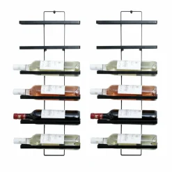 Range Bouteilles|EMINZA Lot de 2 porte-bouteilles muraux métal 12 emplacements (H139 cm) Léo Noir