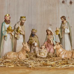 Personnages De Crèche|KAEMINGK Lot de 8 santons (Hauteur 9 cm) de Gioia Beige