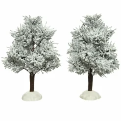 Personnage Et Accessoire Pour Village|KAEMINGK Lot de 2 sapins enneigés (H14 cm) pour aménager un village
