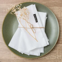 Serviette De Table|EMINZA Lot de 3 serviettes de table polyester (40 x 40 cm) Elise hes Blanc