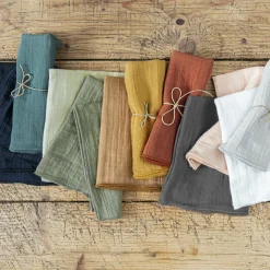 Serviette De Table|EMINZA Lot de 3 serviettes gaze de coton (40 x 40 cm) Gaïa Rose poudré