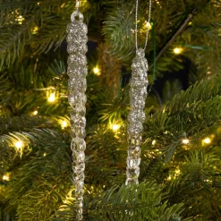 Décoration De Sapin|KAEMINGK Lot de 2 stalactites à suspendre (H14 cm) Glace doré Transparent