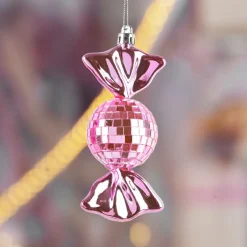 Décoration De Sapin|KAEMINGK Lot de 3 suspensions de Noël (H12 cm) Bonbons disco Rose