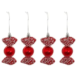 Décoration De Sapin|JJA Lot de 4 suspensions de Noël (H10 cm) Bonbons délice Rouge