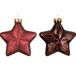 Décoration De Sapin|KAEMINGK Lot de 2 suspensions de Noël en verre (H10 cm) Étoiles Céleste Bordeaux