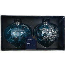 Boule De Noël|KAEMINGK Lot de 2 suspensions de Noël en verre (D100 mm) Éclat de Noël Bleu Ciel
