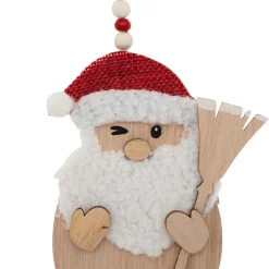 Décoration De Sapin|JJA Lot de 2 suspensions en bois (H12 cm) Balais de Noël et Rouge Naturel