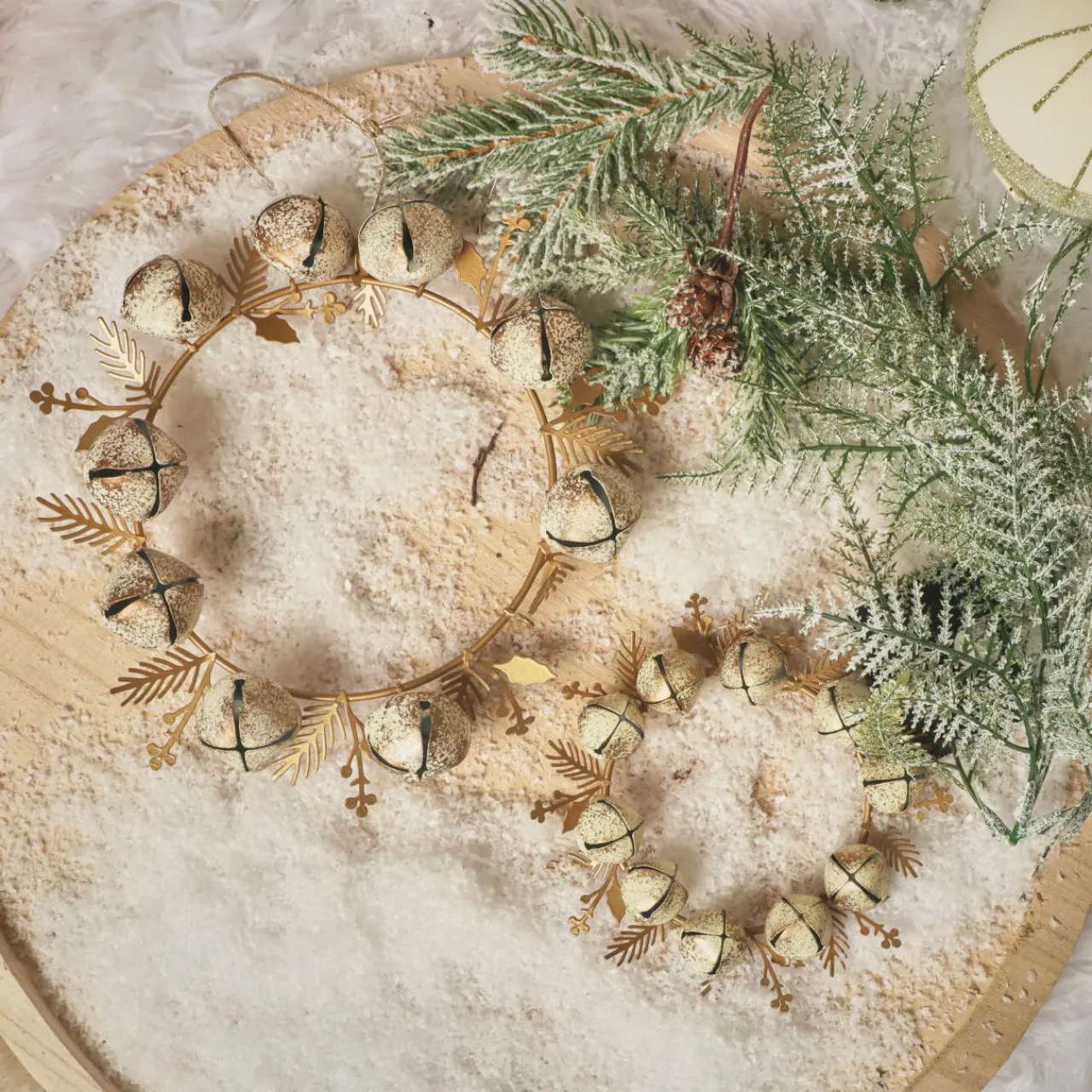 Décoration De Sapin|KAEMINGK Lot de 2 suspensions en métal (D19 cm) Couronne de clochettes Perle