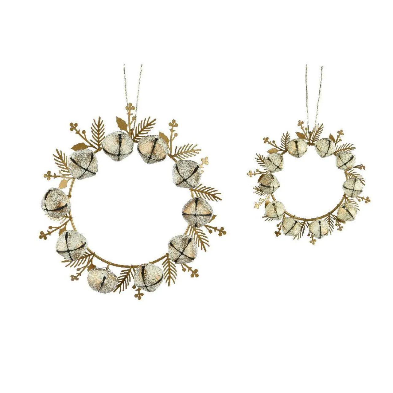 Décoration De Sapin|KAEMINGK Lot de 2 suspensions en métal (D19 cm) Couronne de clochettes Perle