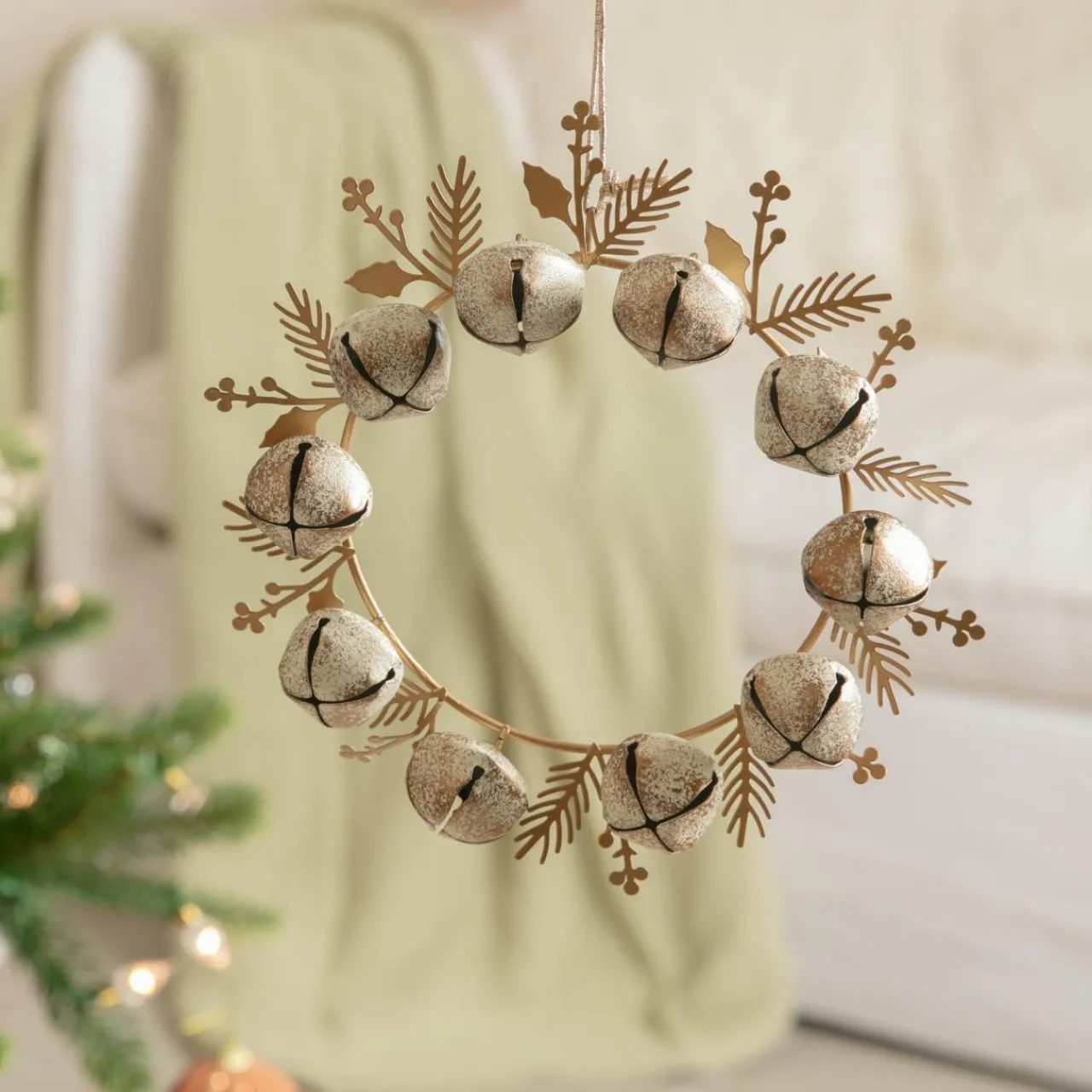 Décoration De Sapin|KAEMINGK Lot de 2 suspensions en métal (D19 cm) Couronne de clochettes Perle