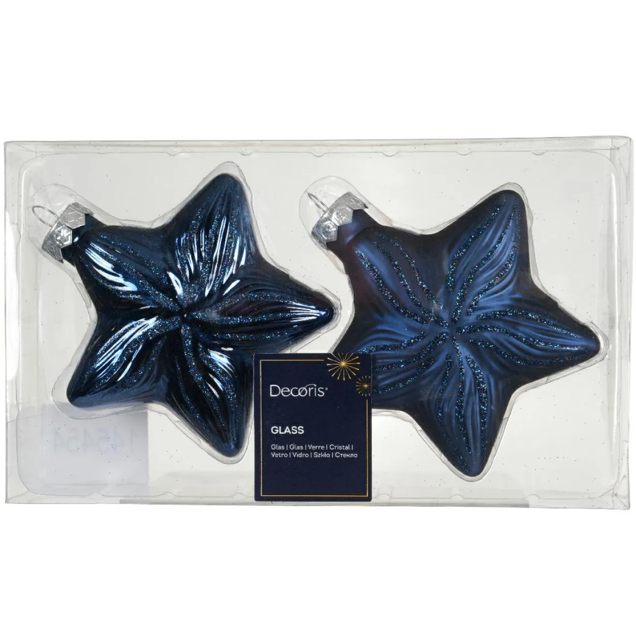 Décoration De Sapin|KAEMINGK Lot de 2 suspensions en verre (H10 cm) Étoiles Céleste Bleu Bleu nuit