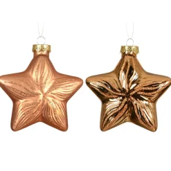 Décoration De Sapin|KAEMINGK Lot de 2 suspensions en verre (H10 cm) Étoiles Céleste Cognac