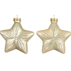 Décoration De Sapin|KAEMINGK Lot de 2 suspensions en verre (H10 cm) Étoiles Céleste Perle