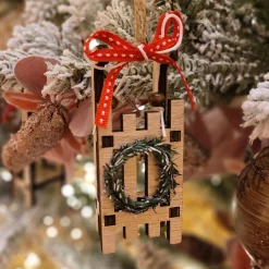 Décoration De Sapin|KAEMINGK Lot de 2 suspensions (H10 cm) Luges Couronne d'hiver Rouge