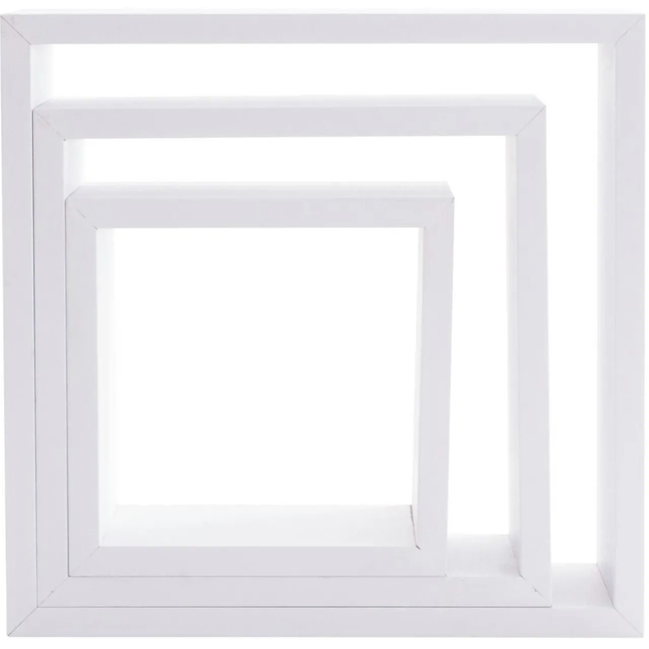 Étagère Murale|ATMOSPHERA Lot de 3 étagères bois (H24-27-30 cm) Cube Blanc