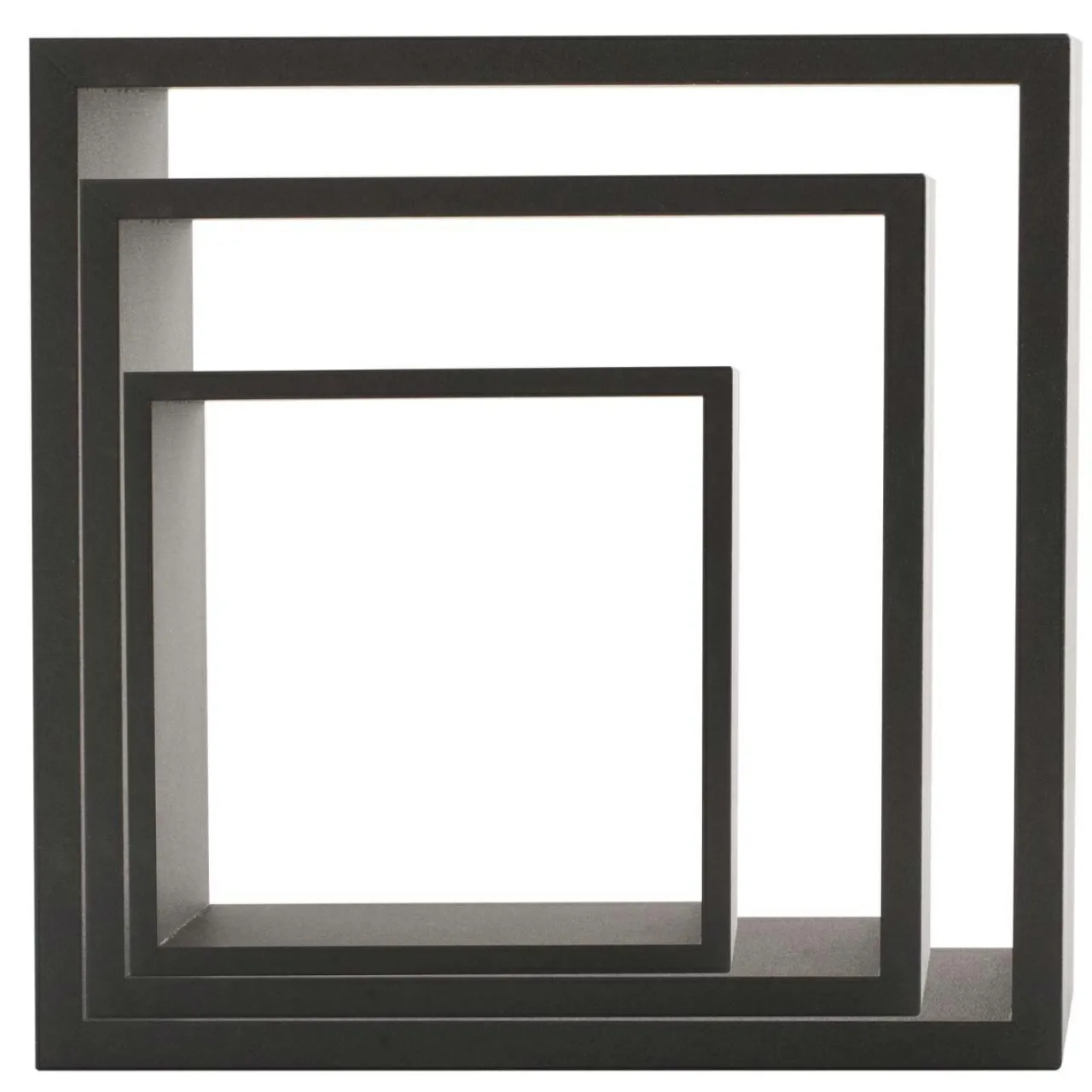 Étagère Murale|ATMOSPHERA Lot de 3 étagères bois (H15-20-25 cm) Cube Noir