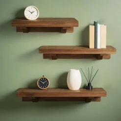 Étagère Murale|EMINZA Lot de 3 étagères en (L60-50-40 cm) Jaipur foncé vielli Bois