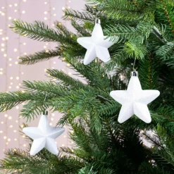 Décoration De Sapin|KAEMINGK Lot de 6 étoiles de Noël à suspendre (H7 cm) Alpine Blanc