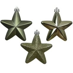 Décoration De Sapin|KAEMINGK Lot de 6 étoiles de Noël à suspendre (H7 cm) Alpine Vert romarin