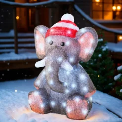 Père Noël, Animaux Et Personnage|Déco Et Objet Lumineux|EMINZA Éléphant lumineux 70 LED (H46 cm) Lulu Blanc froid