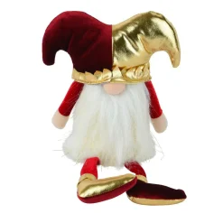Père Noël, Animaux Et Personnage|KAEMINGK Lutin de Noël jambes souples (H39 cm) Arlequin et doré Bordeaux