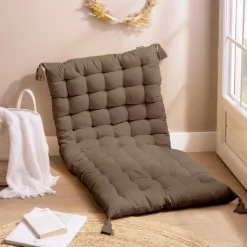Coussin De Sol|EMINZA Matelas de sol coton (120 x 60 cm) Pixel Taupe