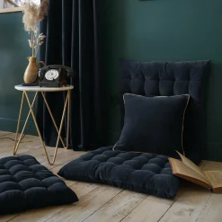 Coussin De Sol|EMINZA Matelas de sol velours de coton (60 x 120 cm) Victor Bleu nuit