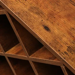 Range Bouteilles|EMINZA Meuble range-bouteilles industriel 32 emplacements et porte-verres (H180 cm) Marceau Marron