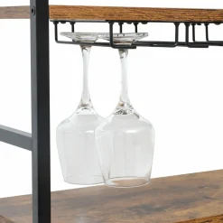 Range Bouteilles|EMINZA Meuble range-bouteilles industriel 18 emplacements et porte-verres (H100 cm) Hugo Marron