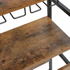 Range Bouteilles|EMINZA Meuble range-bouteilles industriel 18 emplacements et porte-verres (H100 cm) Hugo Marron