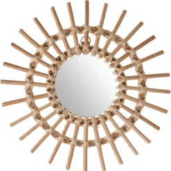Miroir|ATMOSPHERA Miroir en rotin (D30 cm) Soleil Naturel