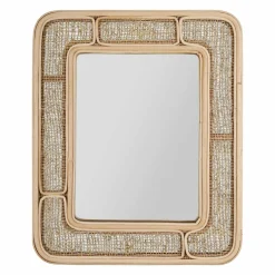 Accessoire Salle De Bain|Miroir|OSTARIA Miroir mural rectangulaire en rotin (H39 cm) Dalila Naturel