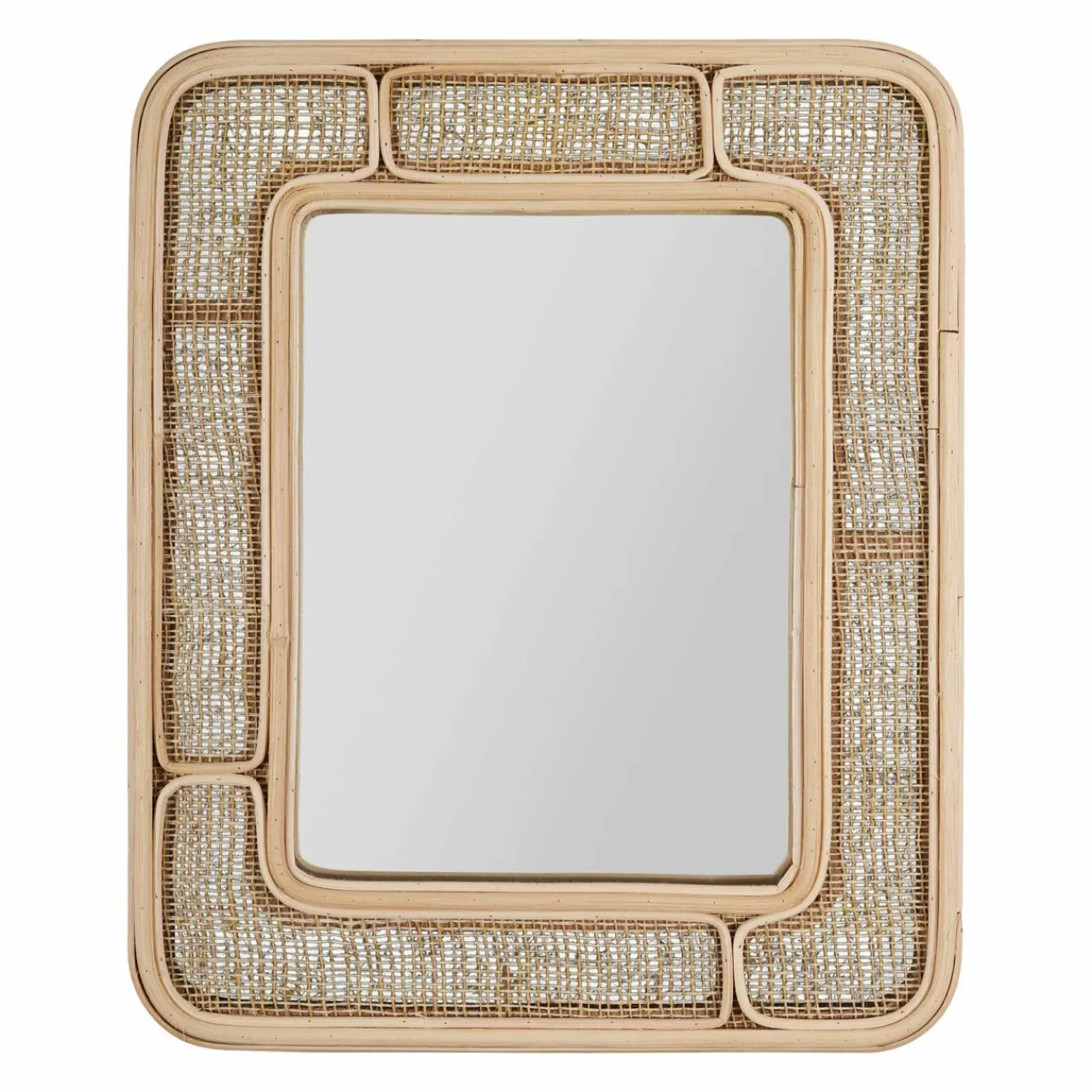 Accessoire Salle De Bain|Miroir|OSTARIA Miroir mural rectangulaire en rotin (H39 cm) Dalila Naturel