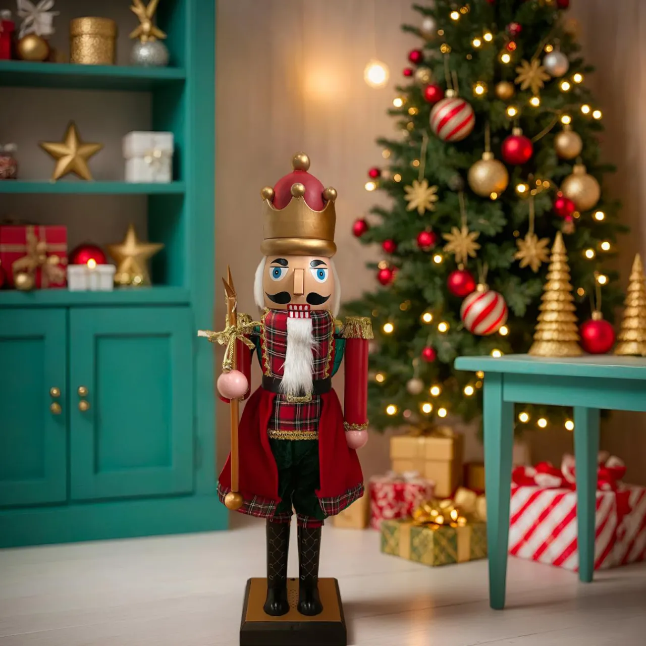 Personnage, Objet Grand Format|Père Noël, Animaux Et Personnage|EMINZA Musicien Casse-noisette (H110 cm) musical et animé Pavel Rouge