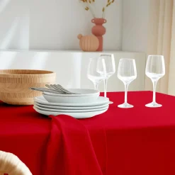 Nappe De Table|EMINZA Nappe carrée anti tache (100 x 100 cm) Elise Rouge