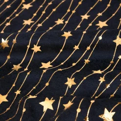 Nappe Et Chemin De Table|JJA Nappe de Noël en velours (360 x 140 cm) Pluie d'étoiles et dorée Noir
