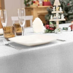 Nappe Et Chemin De Table|Douceur d interieur Nappe de Noël rectangulaire (140 x 300 cm) Strass Argent